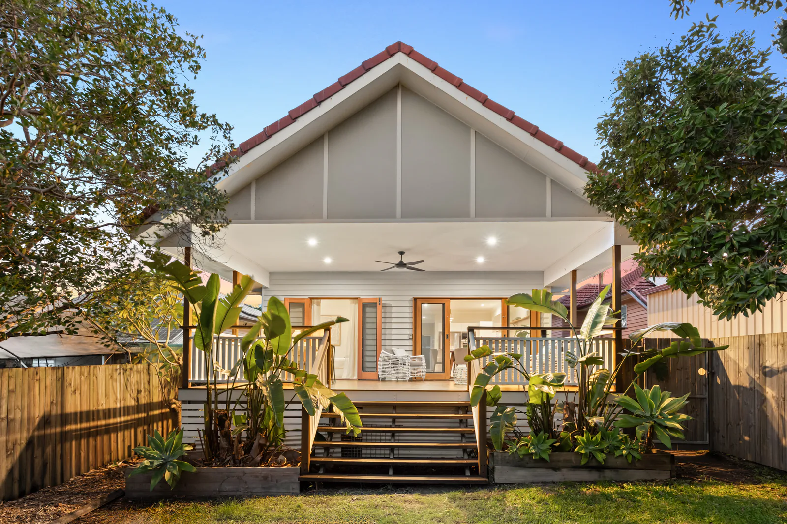 Twilight exterior of a Brisbane home